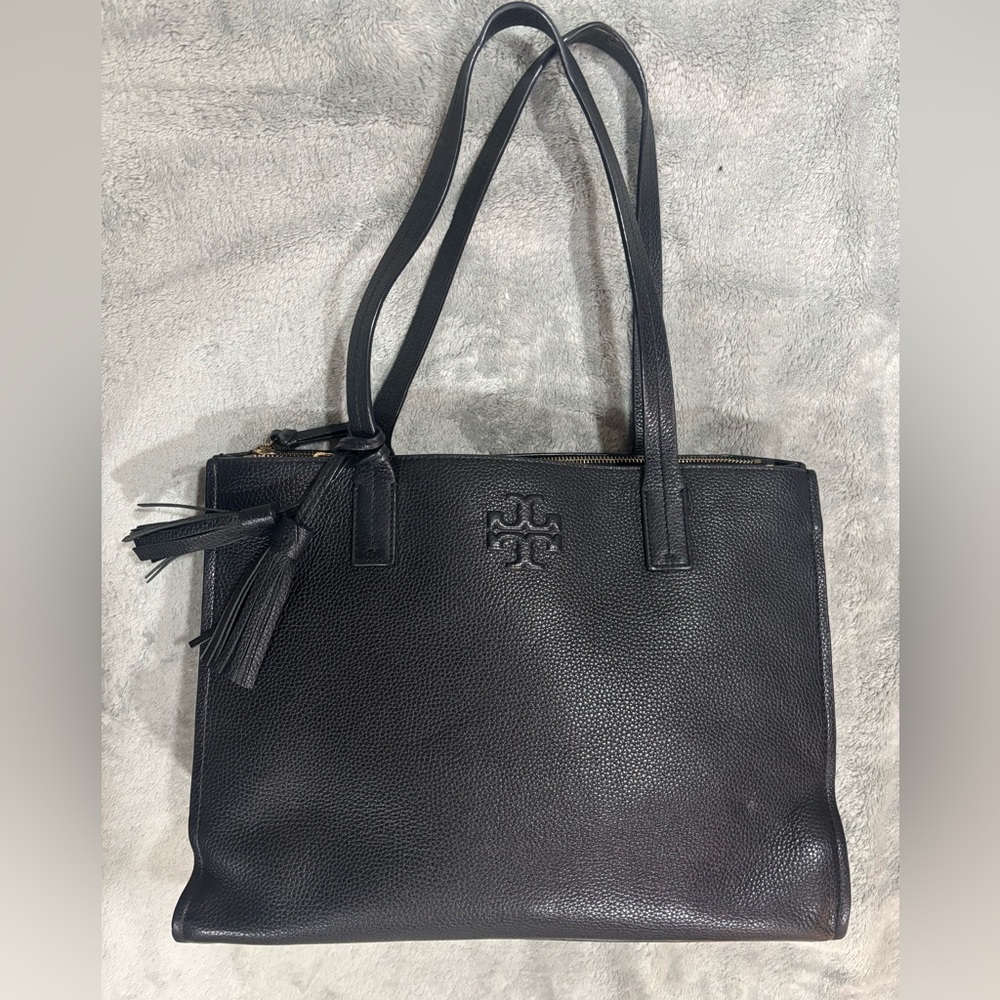 Tory Burch Black Leather Tote Bag